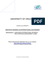 University of Orleans: Master'S Degree in International Exchanges