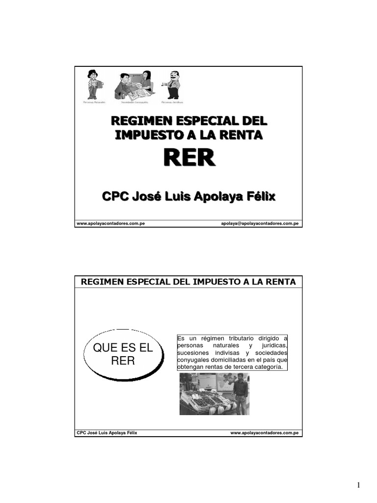Régimen Especial del Impuesto a la Renta | PDF | Impuesto sobre la ...