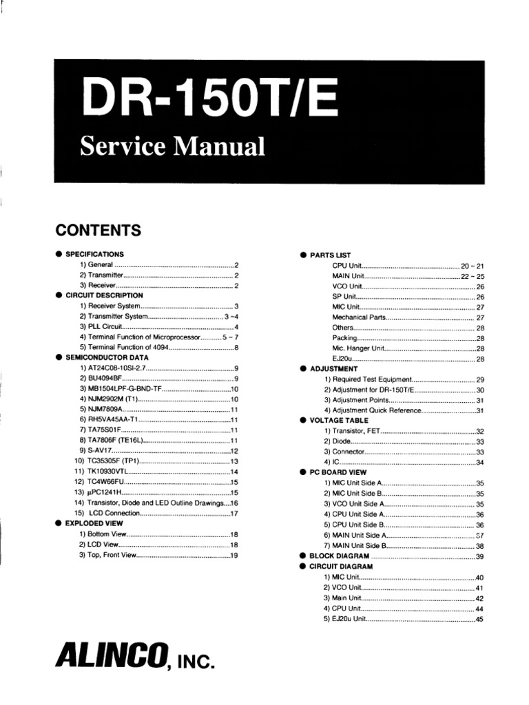 Alinco DR-150 Service Manual | Amplifier | Broadcast Engineering