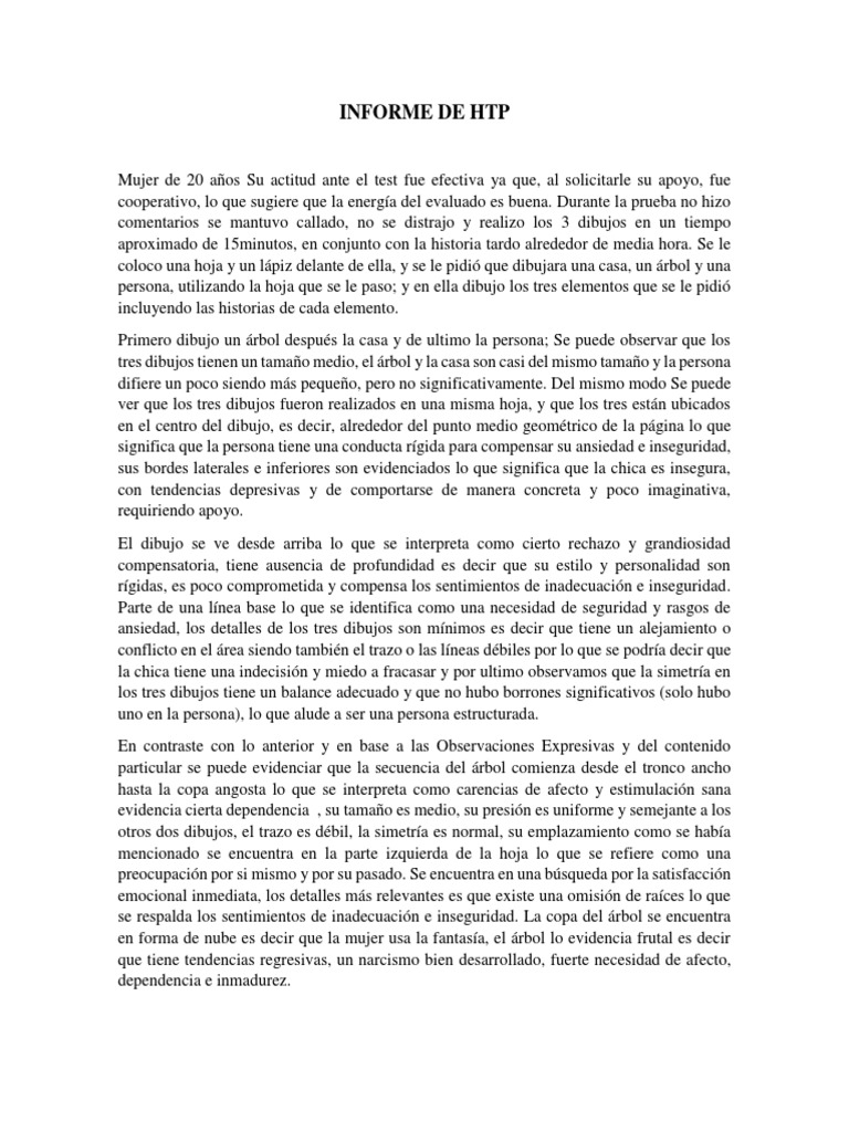 Informe de Htp | Dibujo | Temor