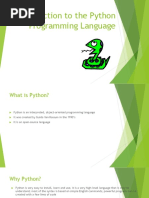 Introduction To The Python Programming Language