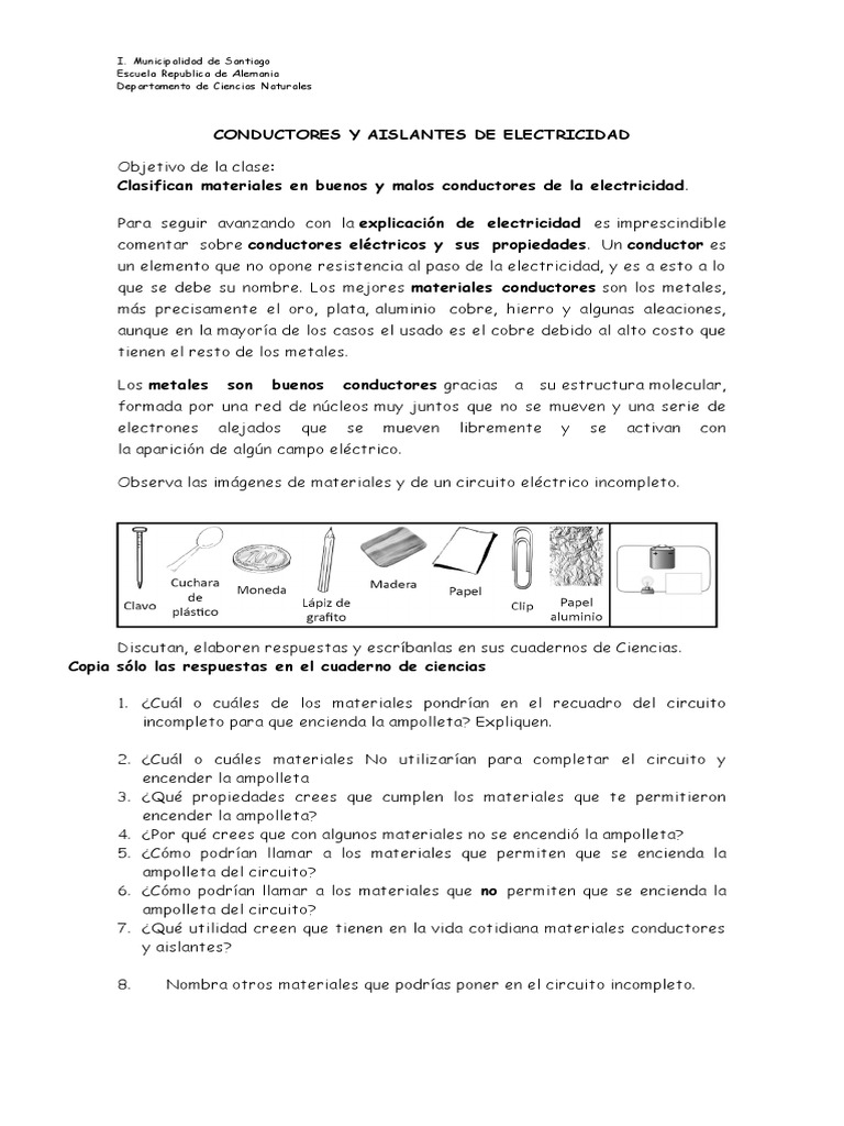 Conductores y Aislantes de Electricidad | PDF