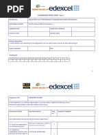 Assignment Front Sheet : Qualification Edexcel BTEC Level 5 HND Diploma in Computing and Systems Development