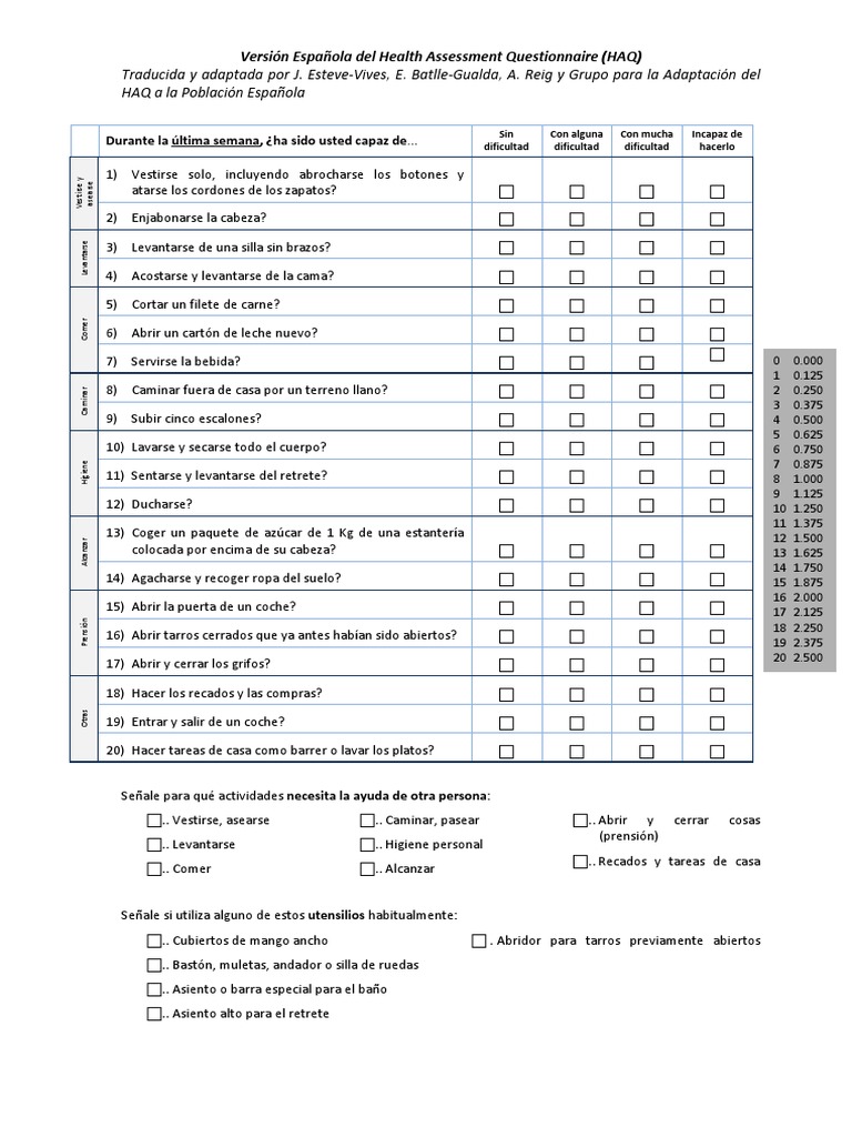 HAQSERSPANISHQUESTIONNAIRE.pdf Ocio Deportes Free 30day Trial