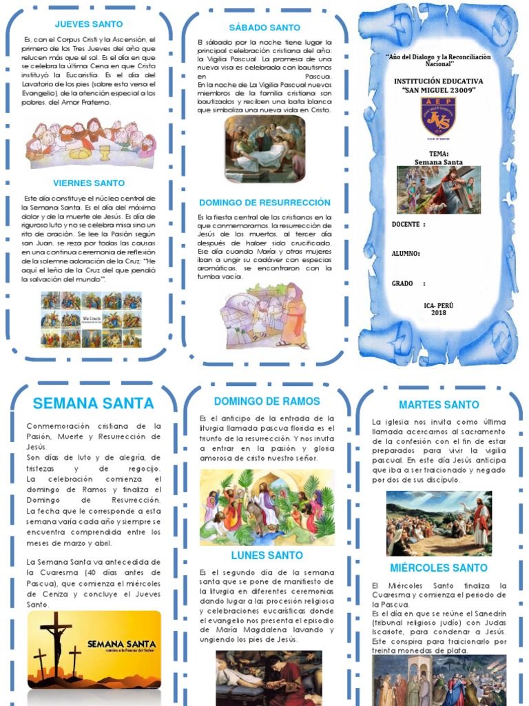 Triptico Semana Santa | PDF | Pascua de Resurrección | Calendario litúrgico, image size:768x1024