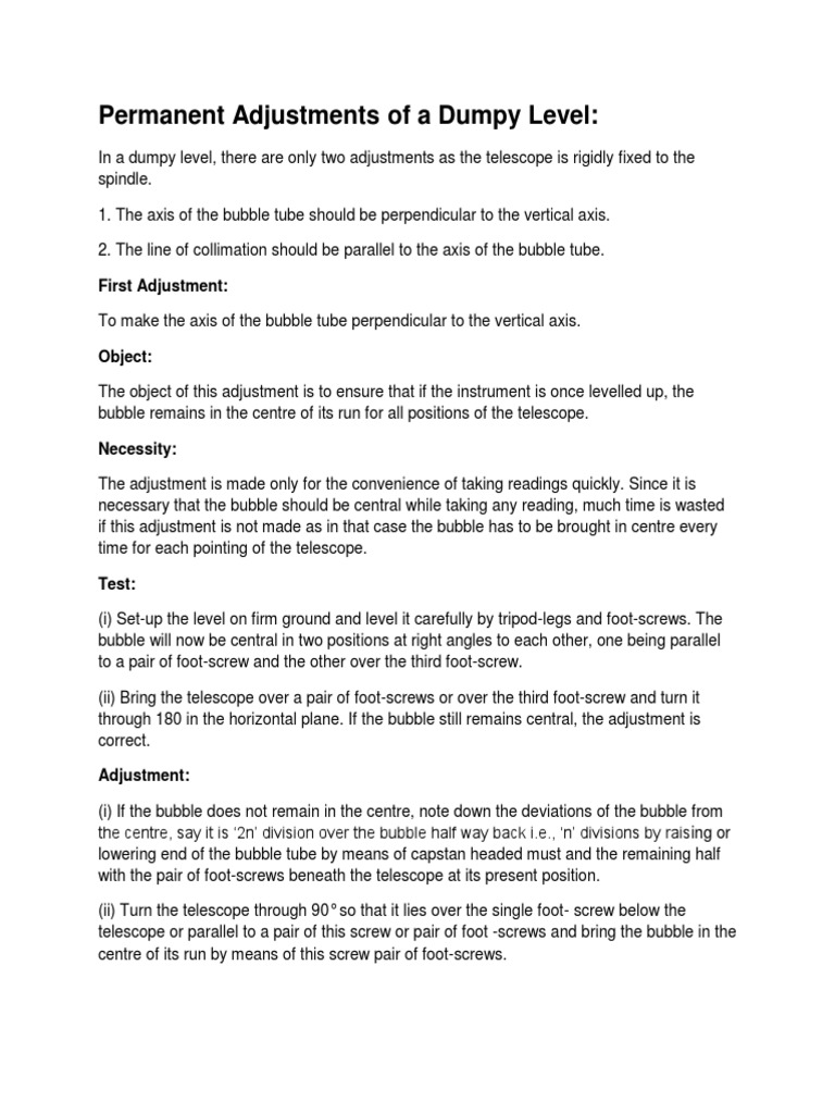 L.24 Permanent Adjustments of A Dumpy Level | PDF | Cartesian ...