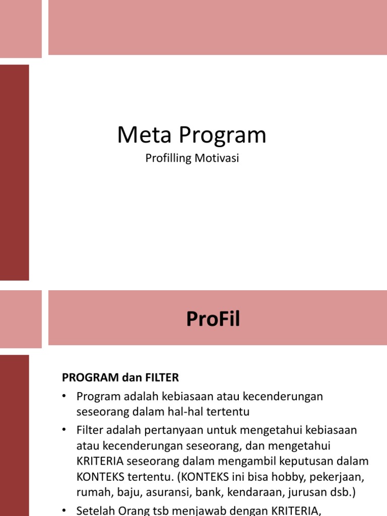Profiling Meta Program Motivasi | PDF