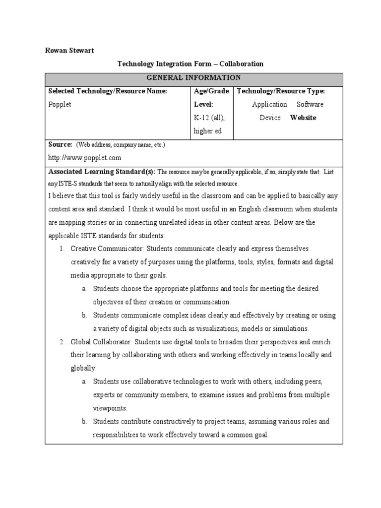 Technology Integration Template-Collaboration | PDF | Cognition | Change