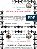 Parish Youth Apostolate: Certificate of Participation