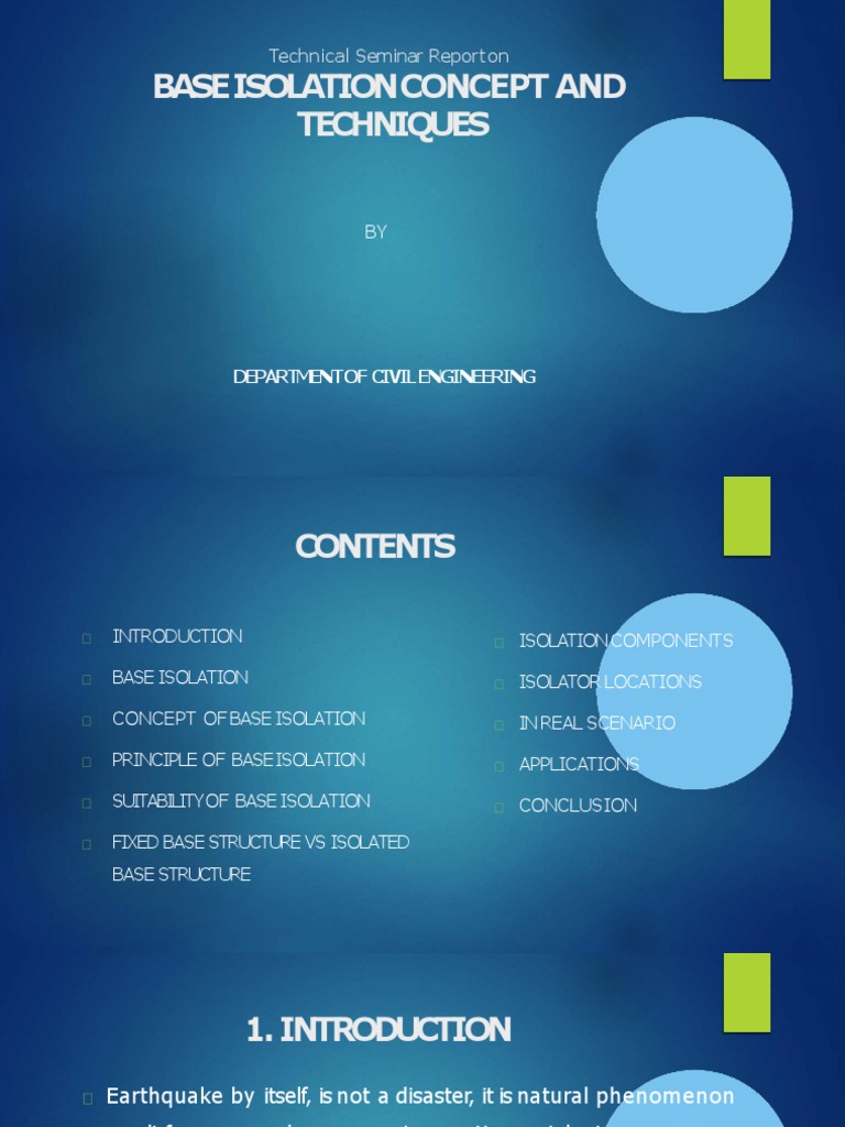 Base Isolation Concept and Techniques: Technical Seminar Reporton | PDF ...