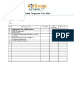 Safety Programe Checklist: Location: RKA Site Dates: Not Available Remarks