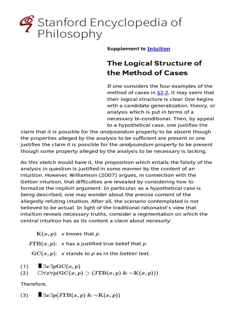 Stanford Encyclopedia of Philosophy: The Logical Structure of The ...
