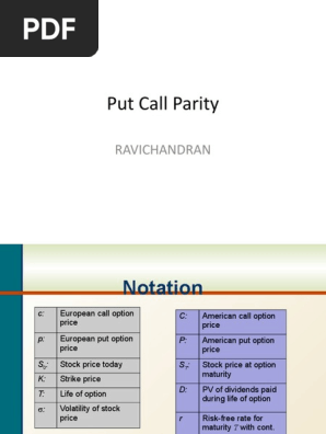 Put Call Parity Put Option Option Finance