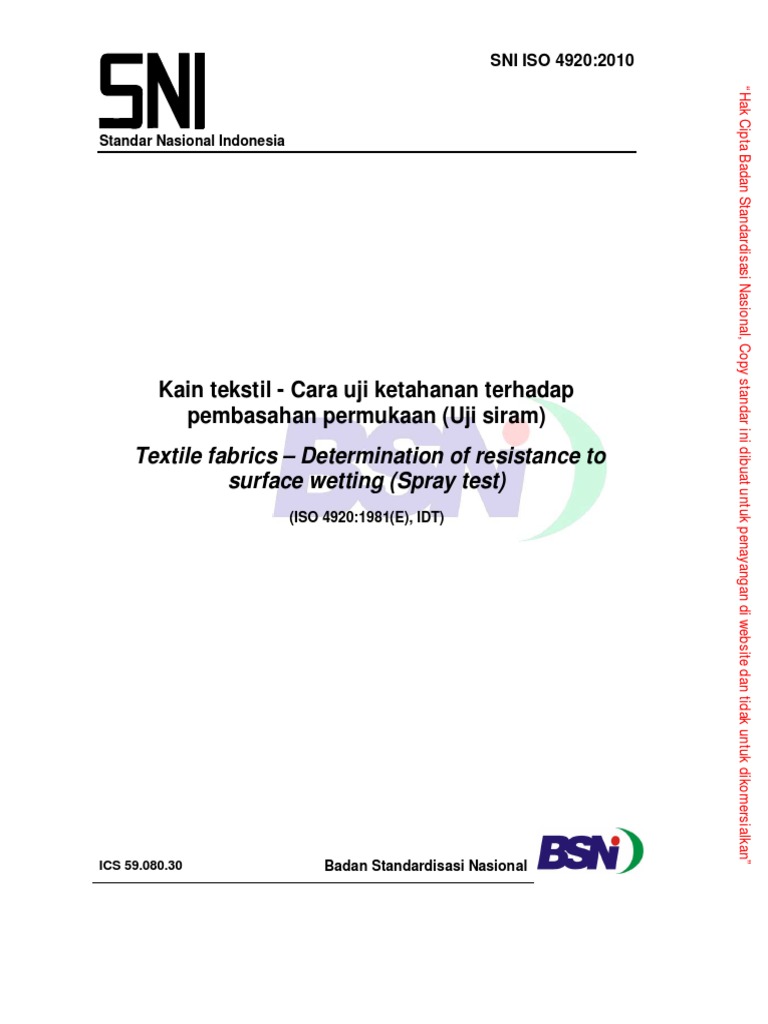 Uji Ketahanan Kain Terhadap Pembasahan | PDF