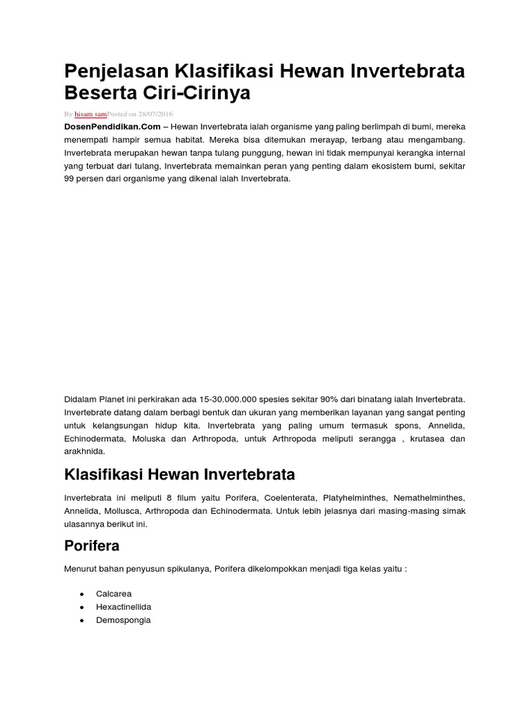 9200 Koleksi Gambar Hewan Invertebrata Dan Ciri-cirinya Terbaru