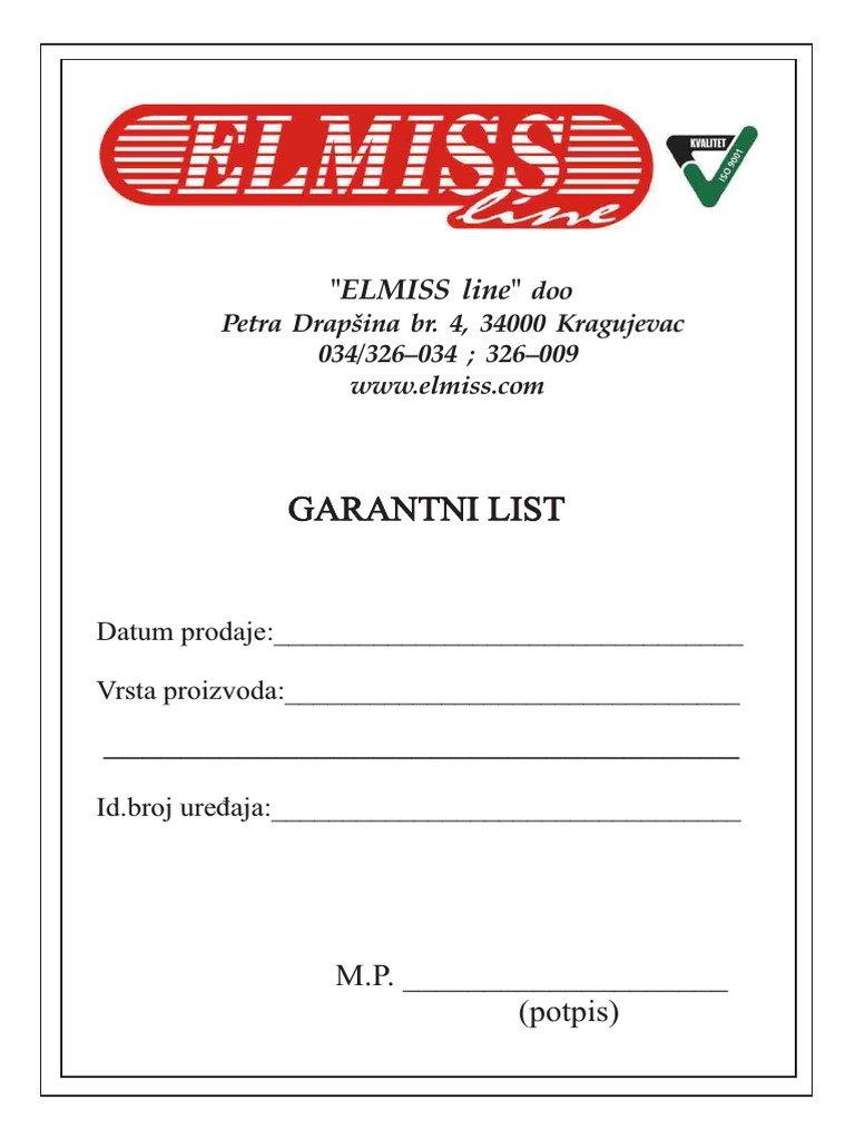 Garancija 12 Meseci | PDF