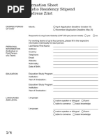 Personal Information Sheet Open Call Studio Residency Stipend Bibliothek Andreas Züst