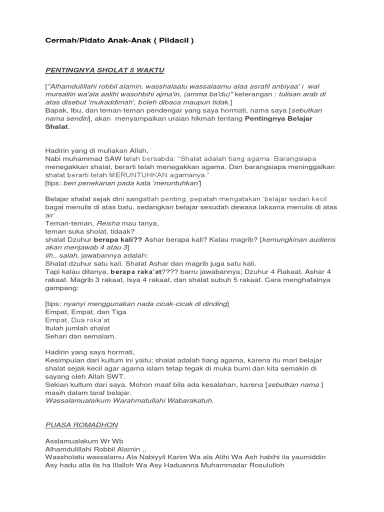 Pidato Sholat Adalah Tiang Agama