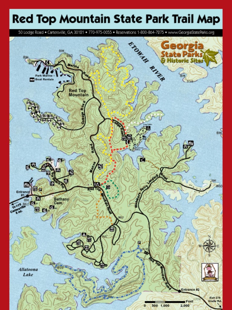 Red Top Mountain State Park Trail Map PDF Trail Hiking