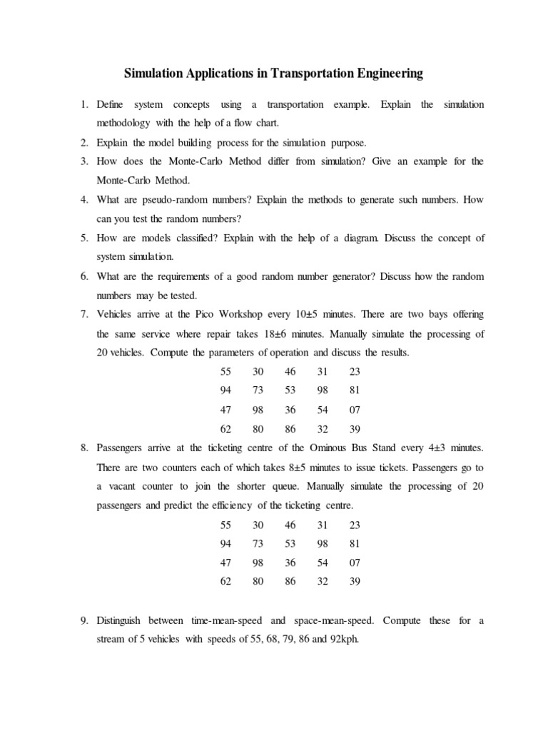Simulation Question Bank PDF Simulation Monte Carlo Method