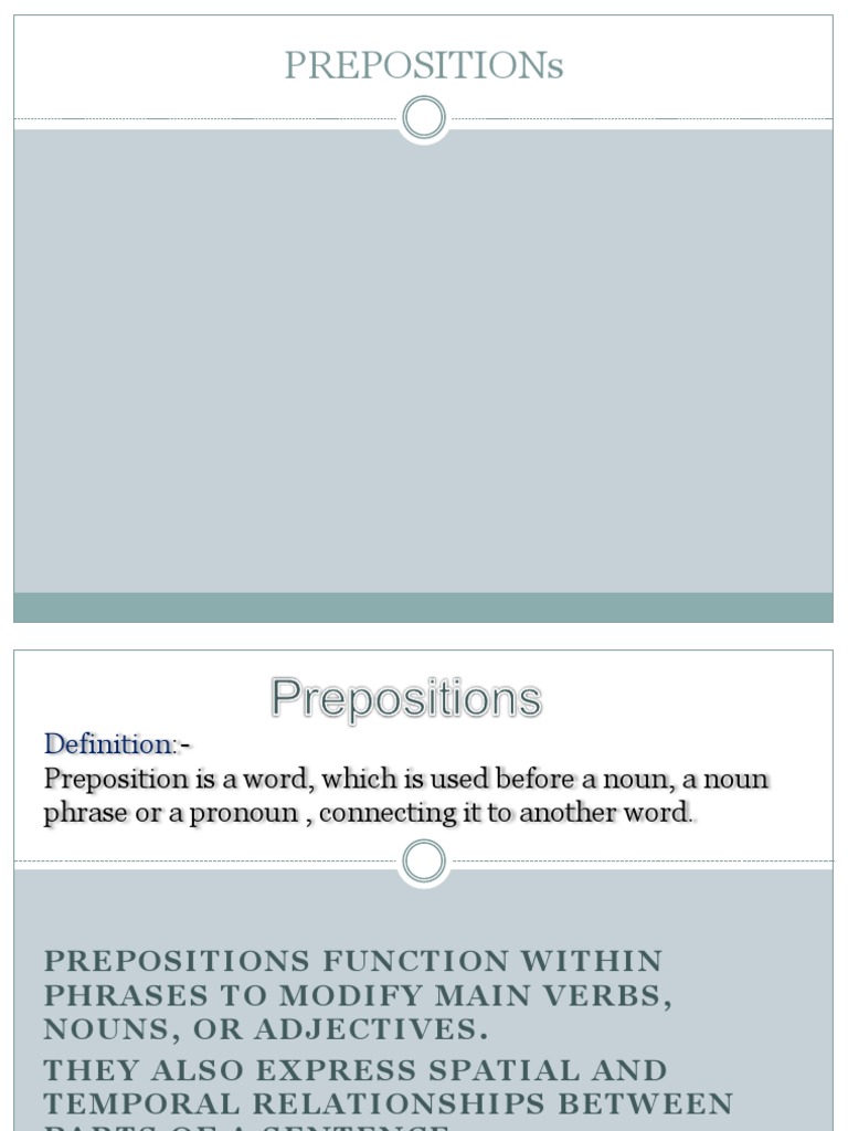 Understanding Prepositions: Types and Uses | PDF | Noun | Preposition ...