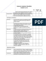 Literary Analysis Checklist 11 and 12