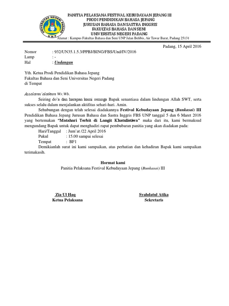 Contoh Surat Program Kutip Sampah