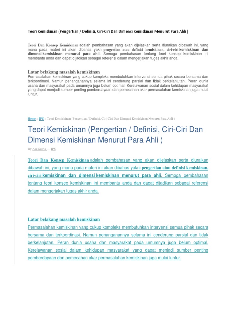 Teori Kemiskinan Pdf