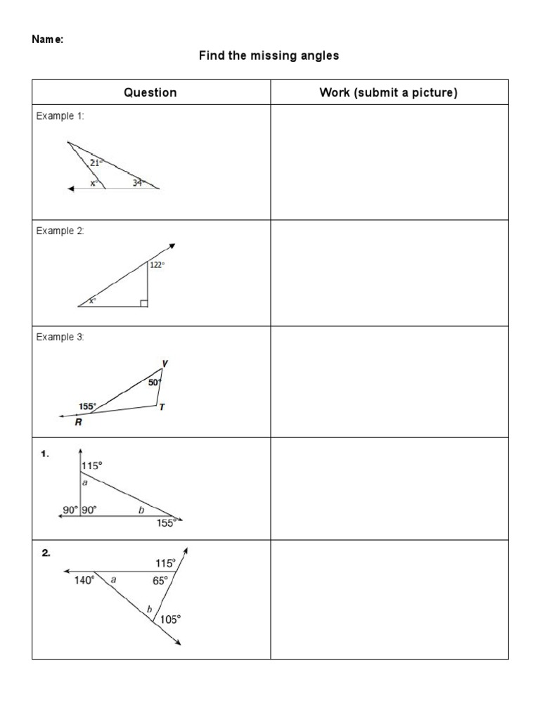 Find The Missing Angles | PDF | Language Arts & Discipline | Teaching ...