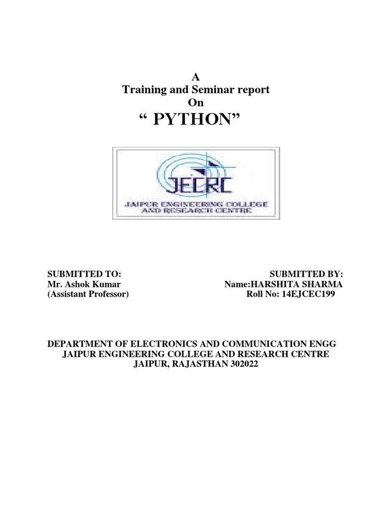Report On Python | PDF | Scope (Computer Science) | Parameter (Computer ...
