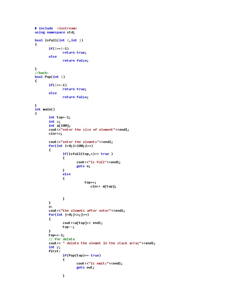 C++ Stack Implementation Example | PDF