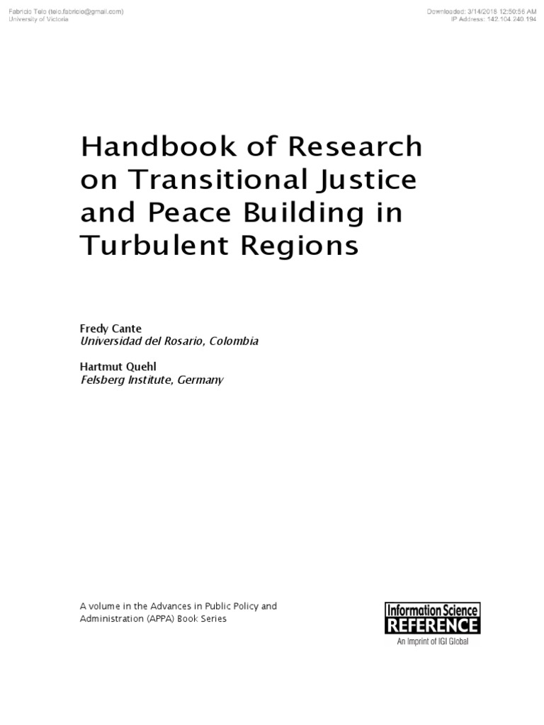 Handbook of Research On Transitional Justice PDF PDF Transitional Justice Peacebuilding