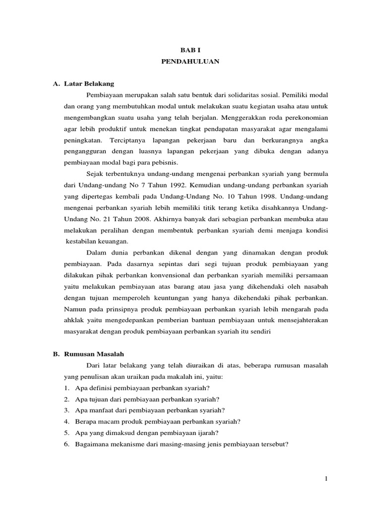 Makalah Produk Pembiayaan Dan Mekanismenya