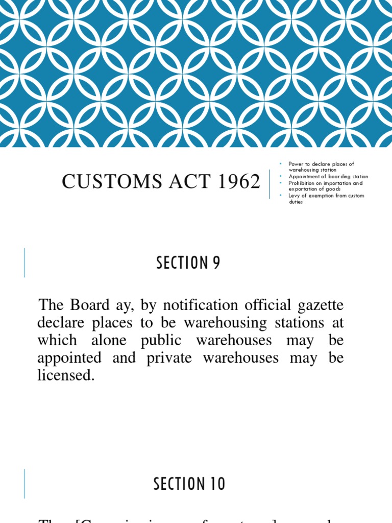Customs Act 1962 PDF Customs Tariff