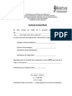 Formato de Certificado de Salud Mental