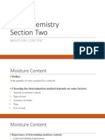 Food Chemistry Section Two: Moisture Content