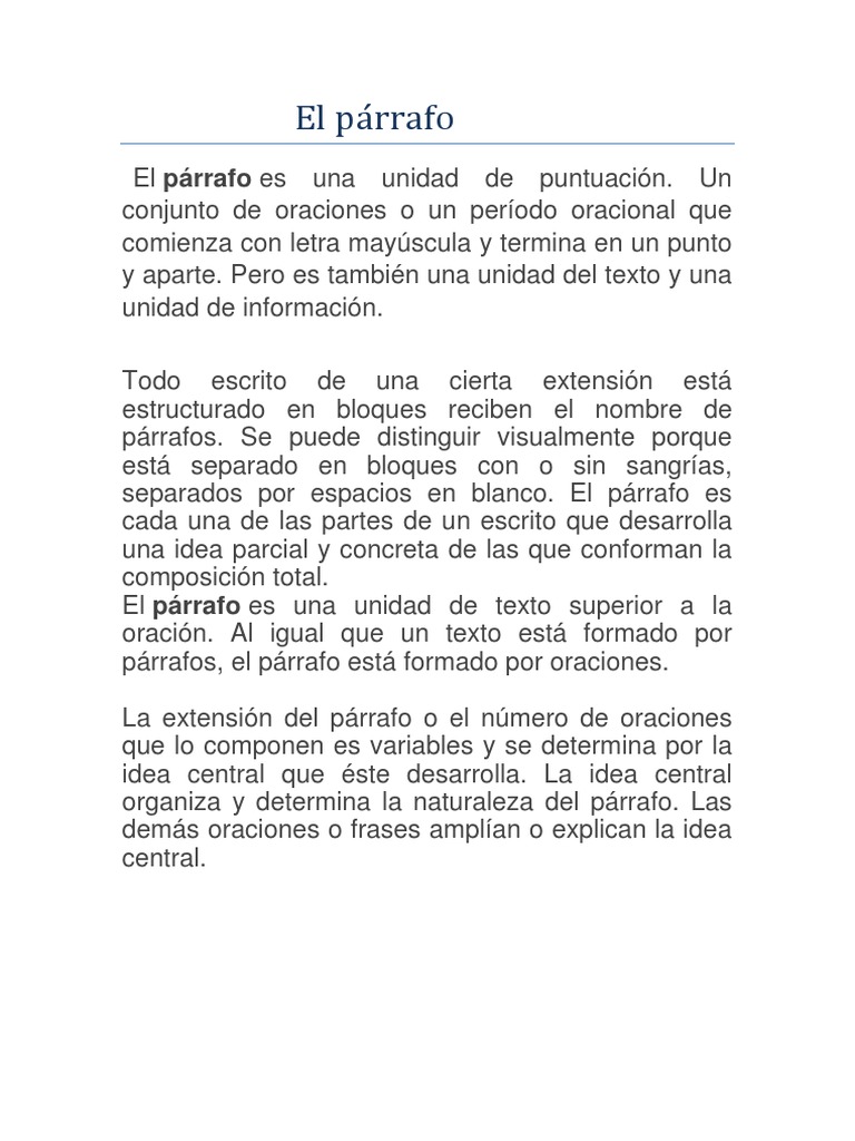 Estructura y función del párrafo | PDF | Oración (Lingüística) | Párrafo