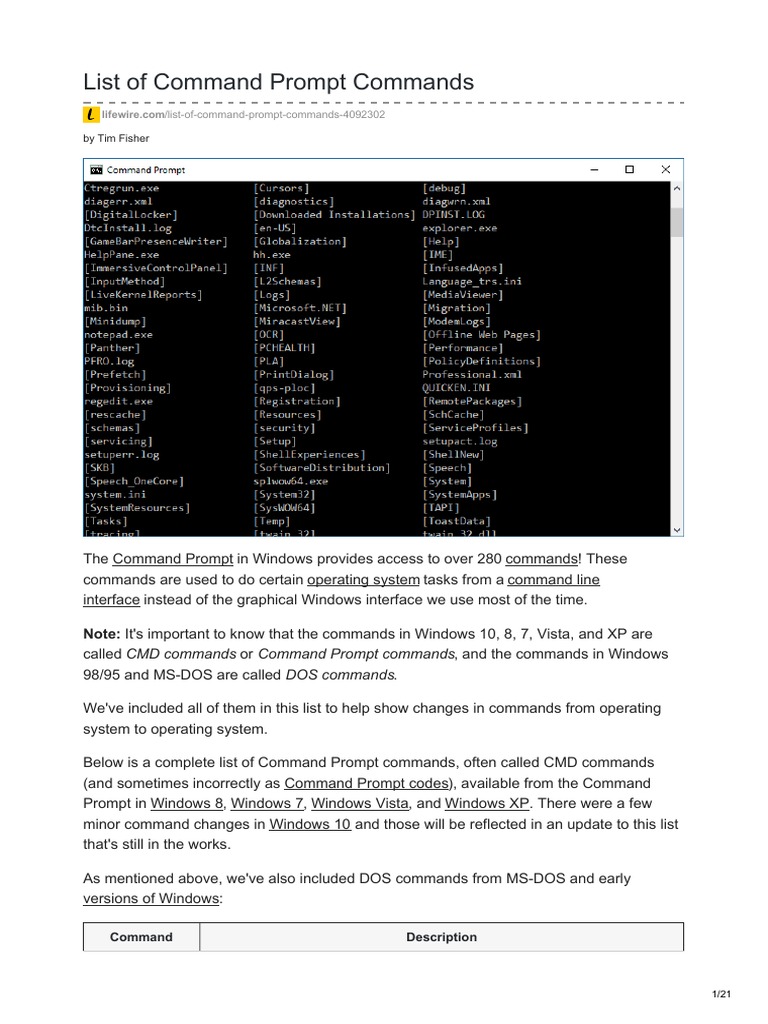 List of Command Prompt Commands | PDF | Microsoft Windows | Windows 7