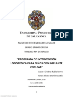 Programa de Intervención: Logopédica para Niños Con Implante Coclear