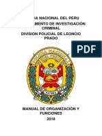 Manual de Organización y Funciones de Un Departamento de Investigación Criminal