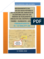Mejoramiento Del Servicio de Agua Potable e Instalacion Del Servicio de Alcantarillado en Los Anexos de Hualahoyo y Ancalayo Del Distrito de El Tambo - Huancayo - Junin.1