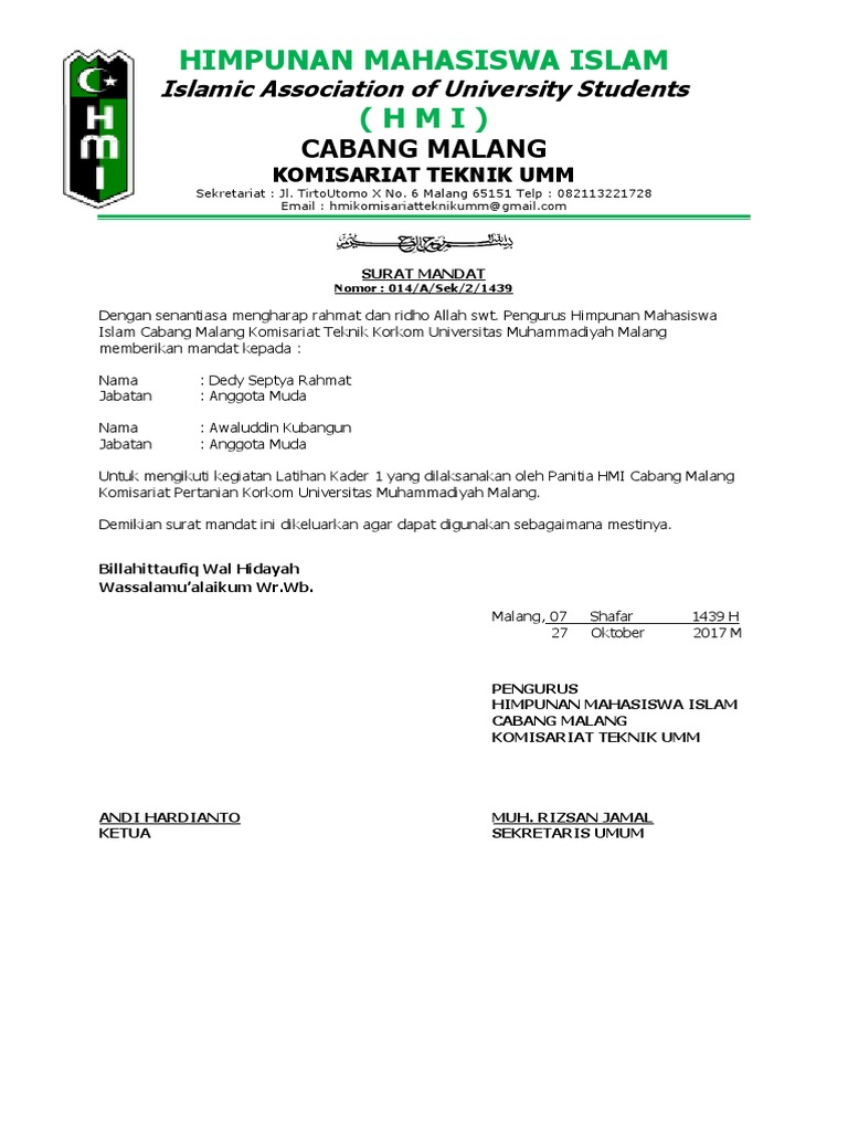 Surat Mandat Hmi
