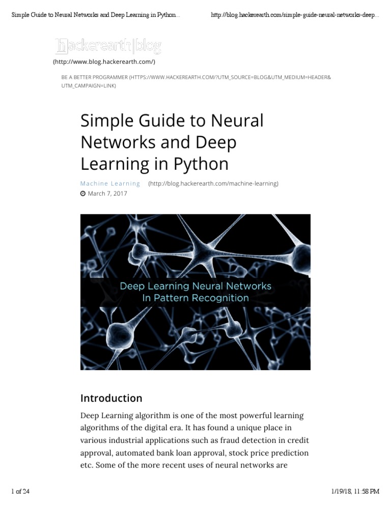 Simple Guide To Neural Networks and Deep Learning in Python ...
