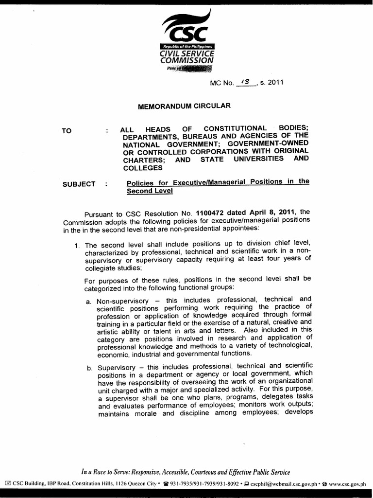 CSC MC No. 13 s. 2011 (Managerial, Supervisory, Technical).pdf