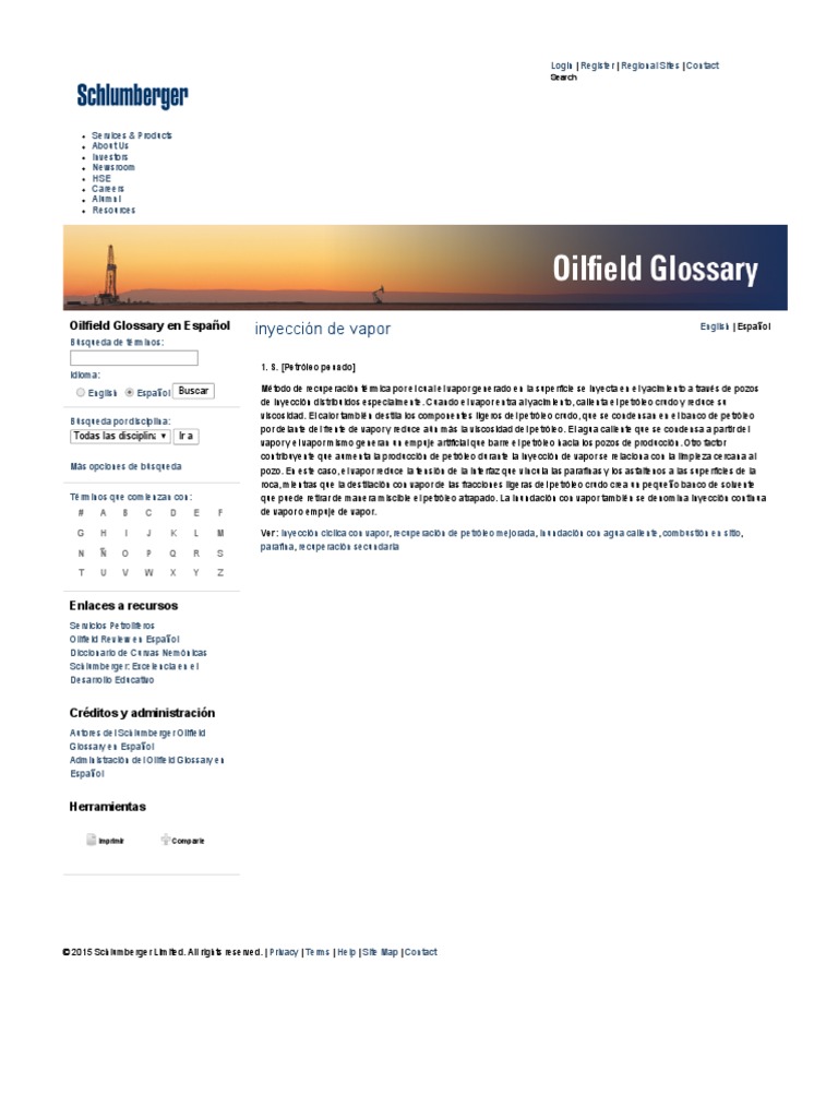 Inyección de Vapor Schlumberger Oilfield Glossary PDF Petróleo