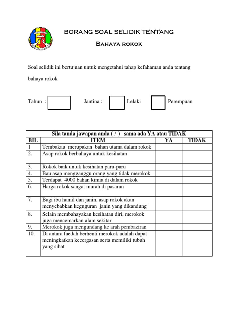 maksud borang soal selidik