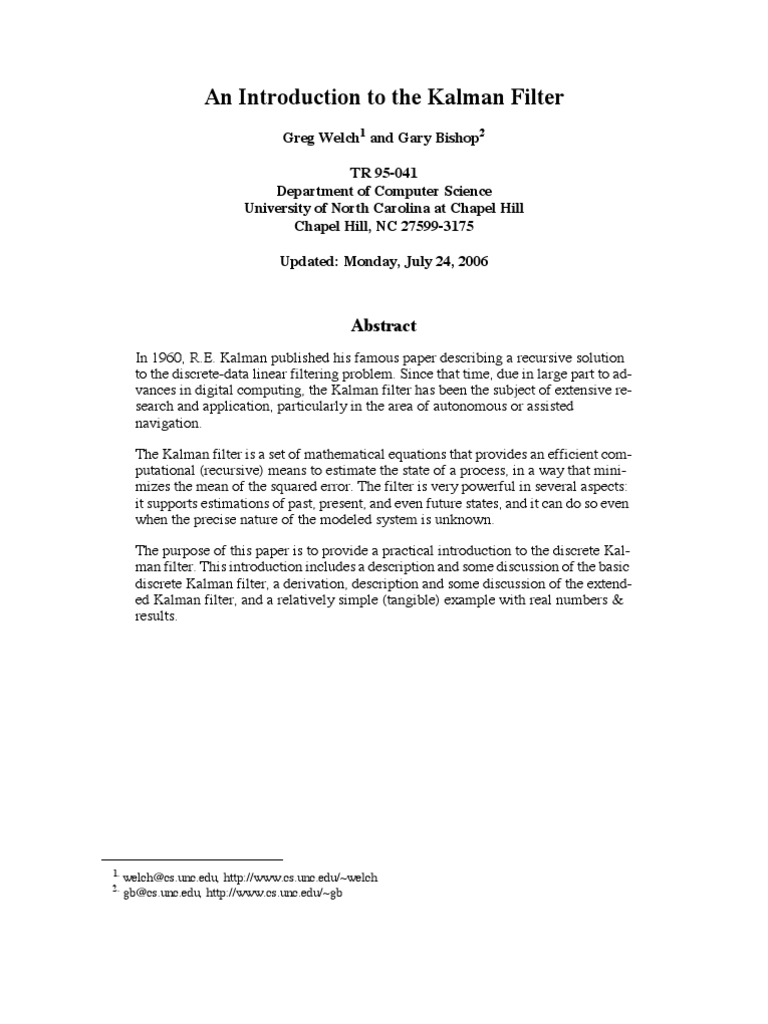 Kalman Introduction | PDF | Kalman Filter | Teaching Mathematics