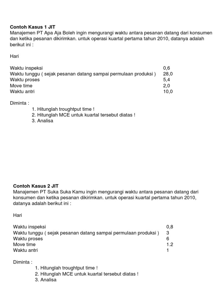 Analisis Kasus Just In Time di PT Jemet Mekarya | PDF
