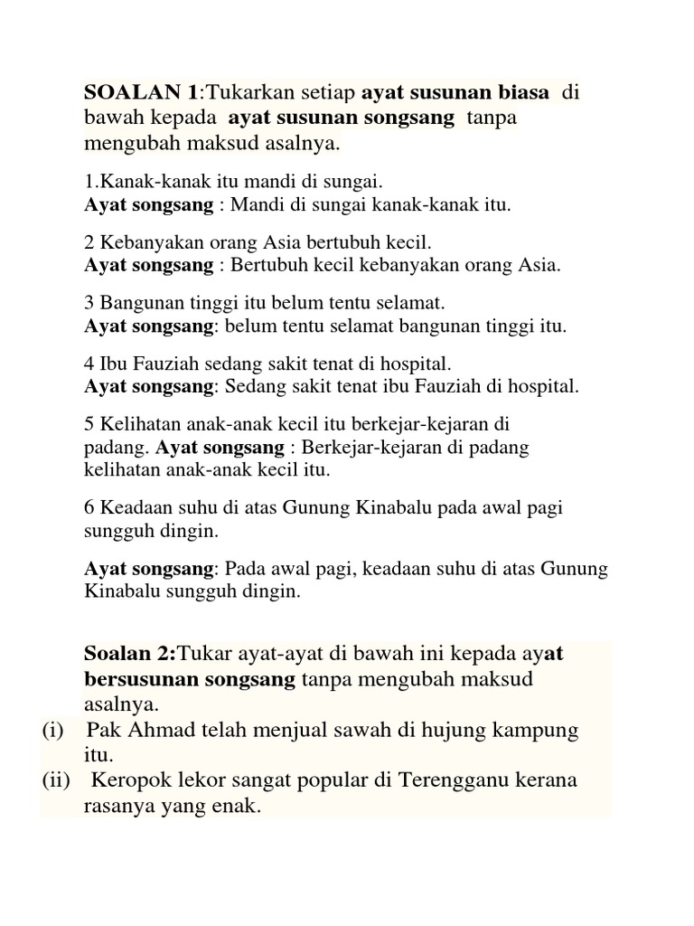 Ayat Aktif Kpd Ayat Songsang