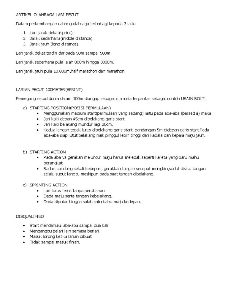 Artikel Olahraga Lari Pecut